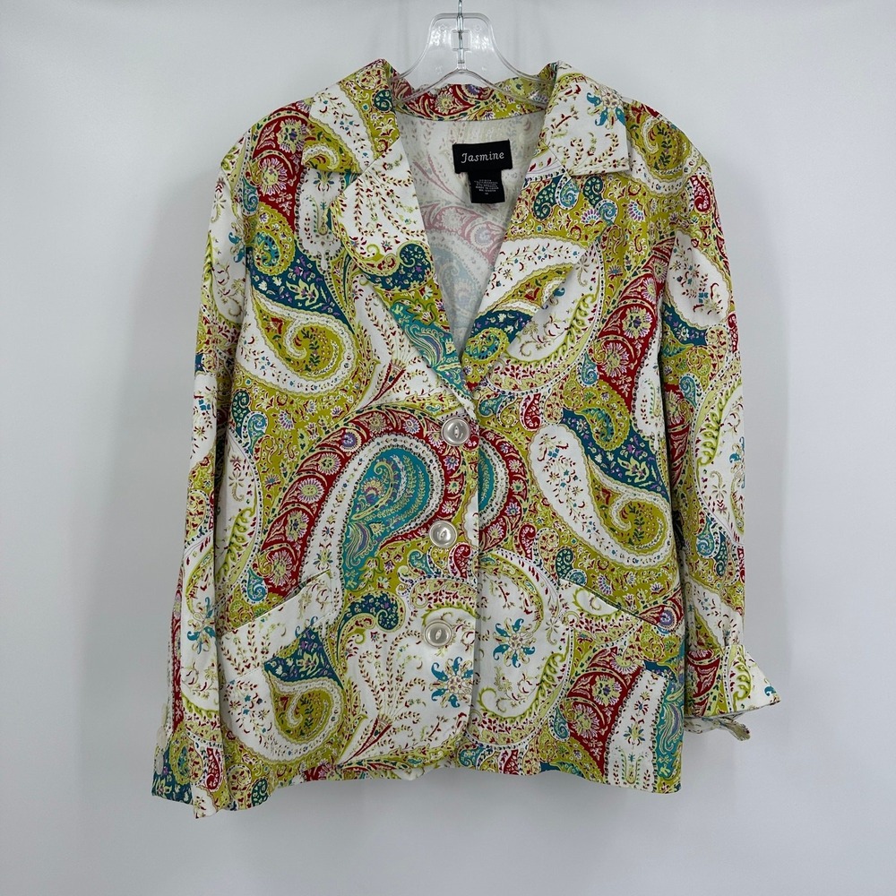 Womens Boho Paisley Blazerā Size 14 Jacket Resort Maximalist Eclectic Colorful